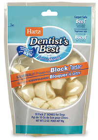 Hartz 01006 2" Rawhide Mini Bones Dentist's Best W/DentaShield™ 10 Count