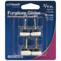 Softtouch White 7/8 in. Nail-On Plastic Chair Glide 4 pk