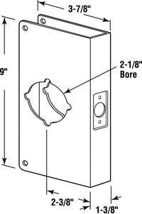 Prime-Line  9 in. H x 3.875 in. L Brass-Plated  Brass  Recessed Door Reinforcer