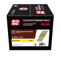 Grip-Rite 2-3/8 in. 12 Ga. Angled Strip Bright Framing Nails 21 deg 2500 pk