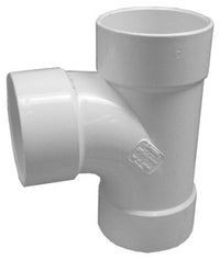 PVC Pipe Sewer & Drain Sanitary Tee, Hub x Hub x Hub, 3-In.