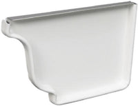 Gutter End Cap, Right, White Aluminum, 5-In.