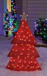 Sylvania Illuminet Mesh Color Changing Plug-In LED Red Tree Christmas Decor 36 H in.