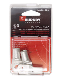 Burndy  Insulated Wire  Ring Terminal  Silver  3 pk