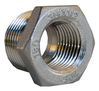 Stainless Steel Reducing Hex Bushing, 3/4 x 1/2-In.