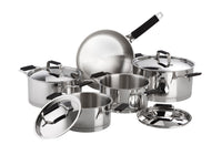 Premier 9 Pieces Cookware Set Stainless Steel Black Handles