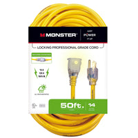 Monster Just Power It Up Outdoor 50 ft. L Yellow Extension Cord 14/3 SJTW