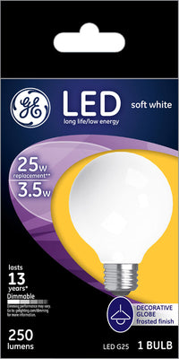 GE G25 E26 (Medium) LED Bulb Soft White 25 Watt Equivalence 1 pk