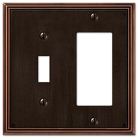 Amerelle Metro Line Aged Bronze Bronze 2 gang Die-Cast Metal Rocker/Toggle Wall Plate 1 pk