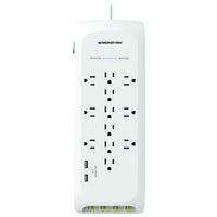 Monster Just Power It Up 6 ft. L 12 outlets Surge Protector White 3420 J