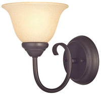 Wall Light Fixture, Indoor, Dark Bronze & Antique Amber Glass, 60-Watt, 6.25 x 8.125-In.