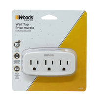 Woods 15 amps 120 V White Wall Tap 5-15R 1 pk