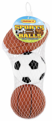 Dog Toy, Vinyl Sports Ball, Assorted, 3-Pk. (Pack of 3)