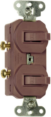 2 Single-Pole Switch, Grounding, Brown, 15-Amp, 120/277-Volt