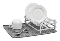 Ta Da 8-9/16 in. L X 13-3/16 in. W X 5.13 in. H Gray Aluminum/Silicone Dish Rack/Mat Set