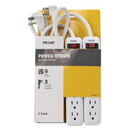 Prime 3 ft. L 6 outlets Power Strip White