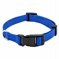 Dog Collar, Adjustable, Blue Nylon, Quadlock Buckle, 5/8 x 10 to 16-In. (Pack of 3)