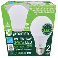 Greenlite A19 E26 (Medium) LED Light Bulb Bright White 40/60/100 W 2 pk