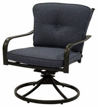 Beaumont Cushioned Swivel Rocker Chair, Denim Olefin/Espresso Aluminum Frame (Pack of 2)