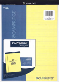 Meadwestvaco 59870 8-1/2 X 11 Canary Yellow Cambridge Stiff Back Legal Pad