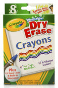 Crayola 98-5200 Multi-Color Washable Dryerase Crayons 8 Pack