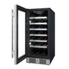 27 BOTTLE 15 BUILT-IN SINGLE ZONE STAINLESS STEEL WINE REFRIGERATOR LEFT HINGED