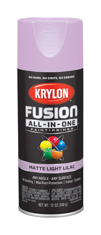 Krylon Fusion All-In-One Matte Light Lilac Paint + Primer Spray Paint 12 oz. (Pack of 6)