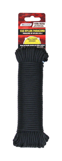 SecureLine  5/32 in. Dia. x 100 ft. L Black  Braided  Nylon  Paracord