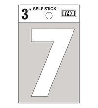 Hy-Ko 3 in. White Vinyl Number 7 Self-Adhesive 1 pc. (Pack of 10)