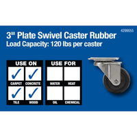 Titan 3 in. D Swivel Rubber Caster 120 lb 1 pk