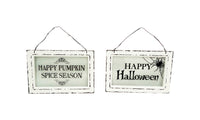 Celebrations Home Wood and Glass Sign Halloween Decoration 8.125 in. H x 12.125 in. W 1 pk (Pack of 4)