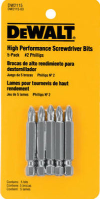 Dewalt Dw2115 2" #2 Phillips Power Bits 5 Count