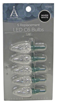 Christmas Lights LED Replacement Bulb, C6, Warm White, 5-Pk.