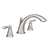 SPOT RESIST BRUSHED NICKEL TWO-HANDLE HIGH ARC ROMAN TUB FAUCET