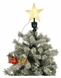 Tree Topper, Animated Santa & Sleigh, 8-In.