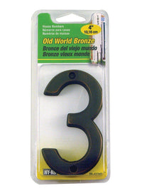 Hy-Ko 4 in. Bronze Metal Number 3 1 pc. Nail-On (Pack of 3)