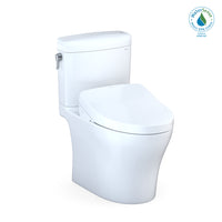 TOTO® WASHLET®+ Aquia IV® Cube Two-Piece Elongated Dual Flush 1.28 and 0.8 GPF Toilet with Auto Flush S500e Bidet Seat, Cotton White - MW4363046CEMFGA#01