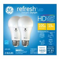 GE Refresh HD A19 E26 (Medium) LED Bulb Daylight 100 Watt Equivalence 2 pk