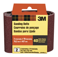 3M 18 in.   L X 3 in.   W Aluminum Oxide Sanding Belt 40 Grit Extra Coarse 2 pk