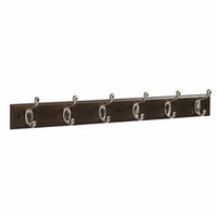 Hook Rail, 6 Scroll Hooks, Black Wood Grain & Satin Nickel, 3 x 28.75 x 5.5-In.