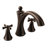 Oil rubbed bronze two-handle non diverter roman tub faucet