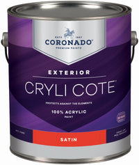 Cryli-Cote Exterior Acrylic House Paint, Satin, Tintable White, Gallon (Pack of 4)