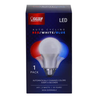 FEIT A19 E26 (Medium) Auto Cycling LED Bulb Blue/Red/White 7 Watt Equivalence 1 pk