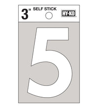 Hy-Ko 3 in. White Vinyl Number 5 Self-Adhesive 1 pc. (Pack of 10)