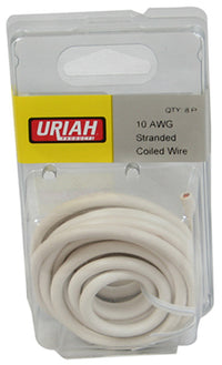 Automotive Wire, Insulation, White, 10 AWG, 8-Ft.