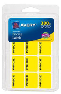 Pricing Labels, Neon Yellow,  3/4 x 15/16-In., 300-Pk. (Pack of 6)