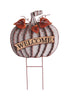 Celebrations  Welcome Galvanized Pumpkin Stake  Fall Decoration  18-11/16 in. H x 15 in. W 1 pk (Pack of 4)