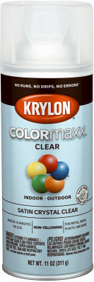 Krylon ColorMaxx Satin Crystal Clear Paint + Primer Spray Paint 12 oz (Pack of 6)