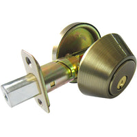 Single-Cylinder Deadbolt, Antique Brass (Pack of 3)