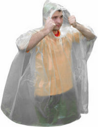 Emergency Rain Poncho, Clear (Pack of 6)